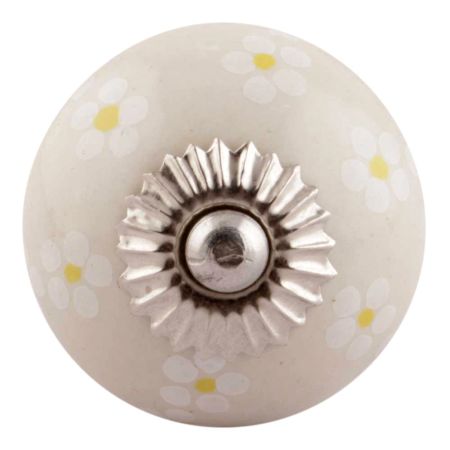 Cream Tiny Flower Ceramic Wardrobe Knobs
